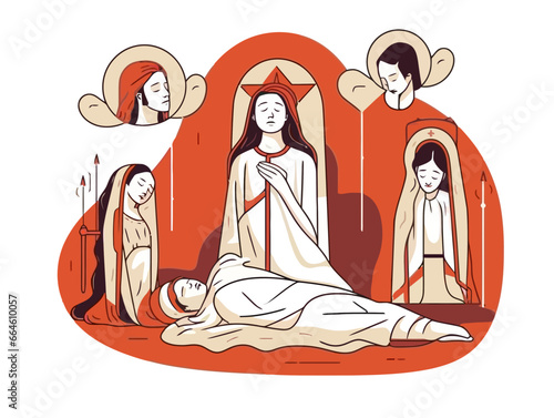 Doodle Lamentation, cartoon sticker, sketch, vector, Illustration, minimalistic