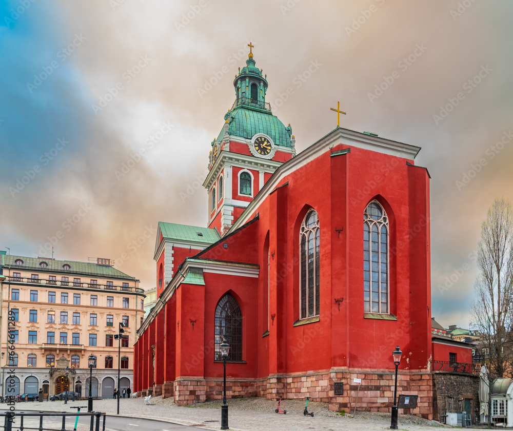 Obraz premium red church in stockholm.