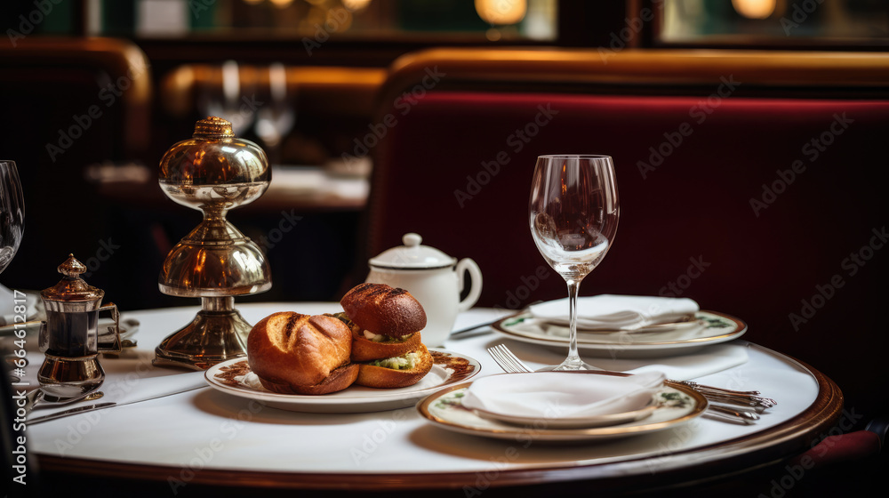 Butter and garlic scented air in an elegant French brasserie Butter and garlic scented air in an elegant French brasserie