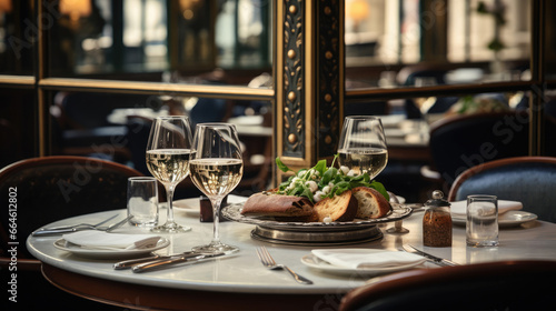 Elegant French brasserie with escargot and coq au vin photo