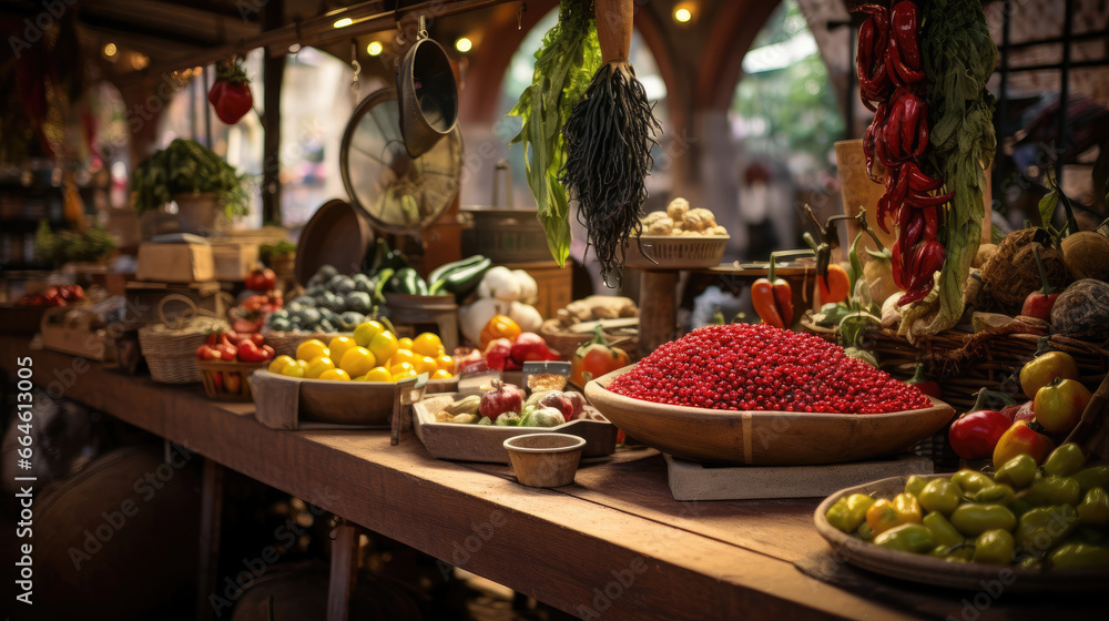Lively Spanish Mercado Featuring Fresh Produce Olives and Aged Cheese