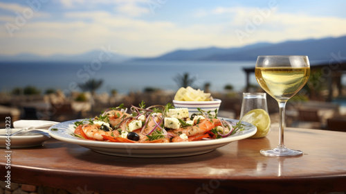 Inviting Greek Ouzeri: Mezedes Grilled Octopus Greek Salad photo