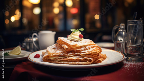 Plates of Delicate Crêpes at Charming French Creperie photo