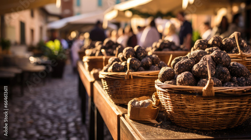 Enchanting Italian Truffle Market with White and Black Truffles