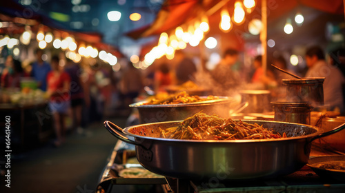 Bustling Thai Night Market with Spicy Chili Scent