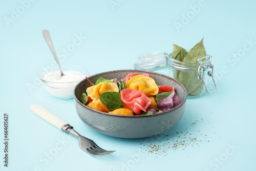 Colorful tortellini pasta i...