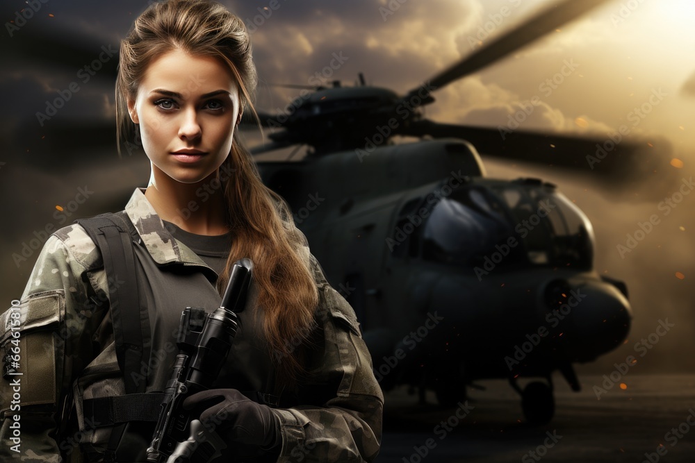 Portrait of a Modern Soldier during the military operation Portrait of a Modern Soldier during the military operation