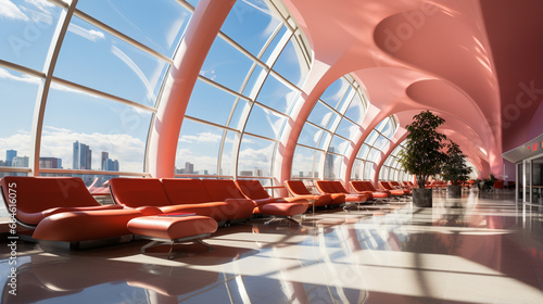 interior of airport lounge with lounge