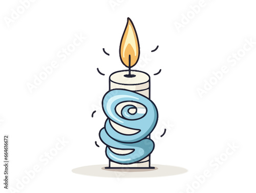 Doodle Lit Passover candle, cartoon sticker, sketch, vector, Illustration, minimalistic