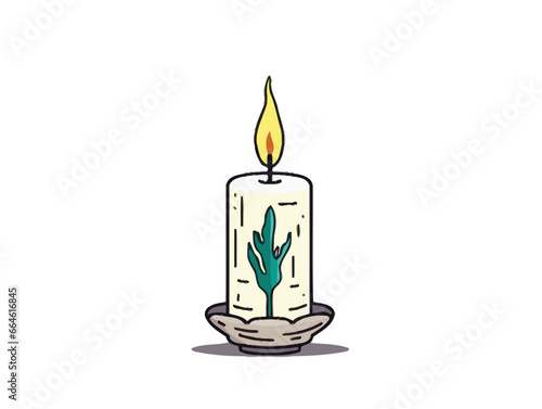 Doodle Unlit Passover candle, cartoon sticker, sketch, vector, Illustration, minimalistic