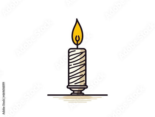 Doodle Unlit Passover candle, cartoon sticker, sketch, vector, Illustration, minimalistic