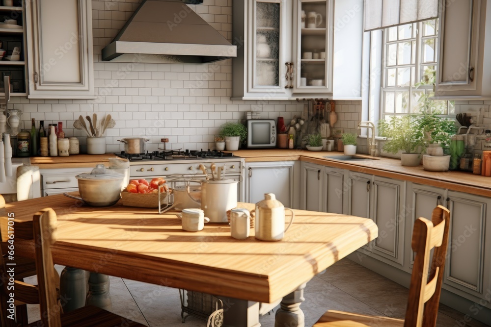 Wooden Table and Chairs in Kitchen