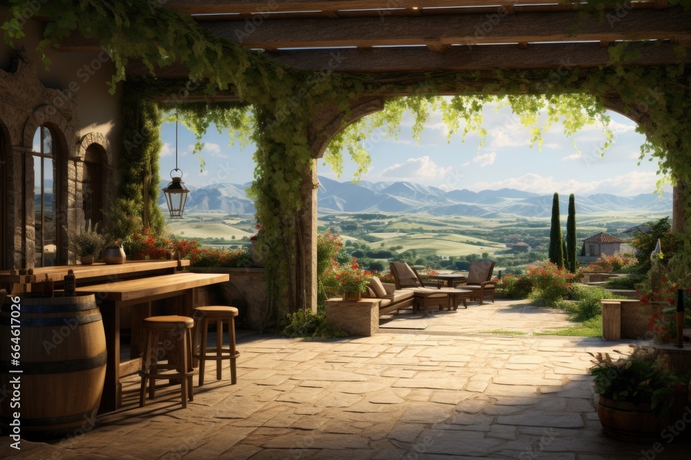 Patio with Bar and Valley View