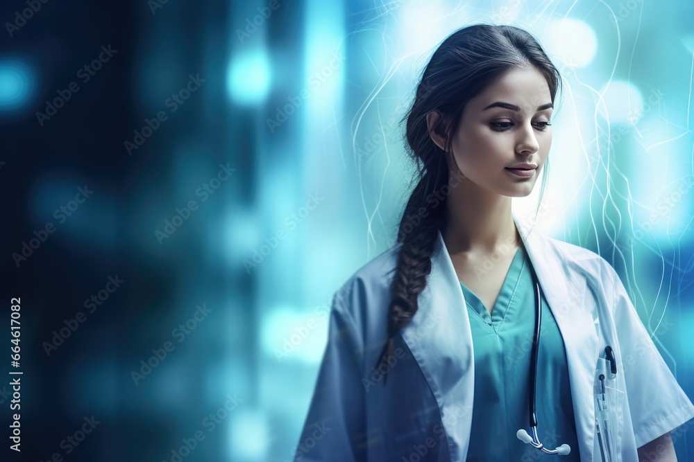 Obraz premium Young beautiful Registered Nurse, future doctor