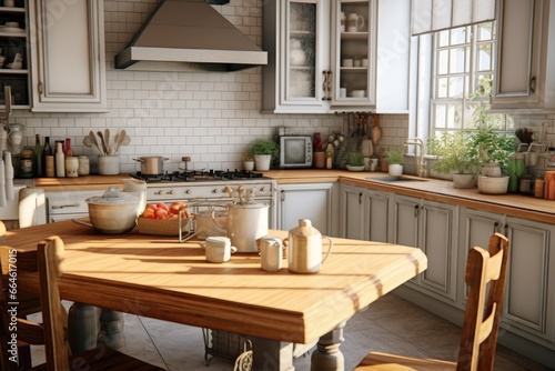 Wooden Table and Chairs in Kitchen