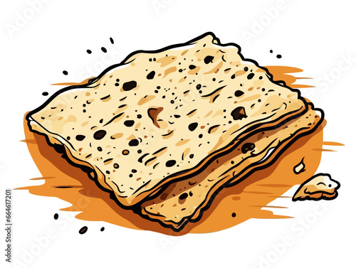 Doodle Matzah crumbs, cartoon sticker, sketch, vector, Illustration, minimalistic