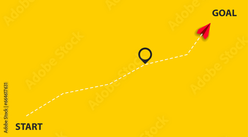 Red plane going to upward target.Business success goal and project progress growth idea concept.