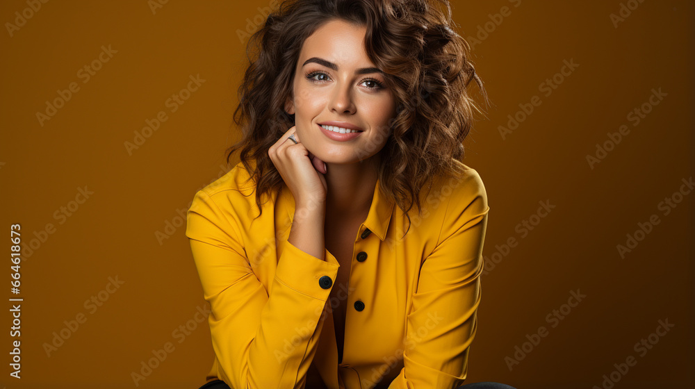 beautiful young woman in stylish clothes on color background beautiful young woman in stylish clothes on color background