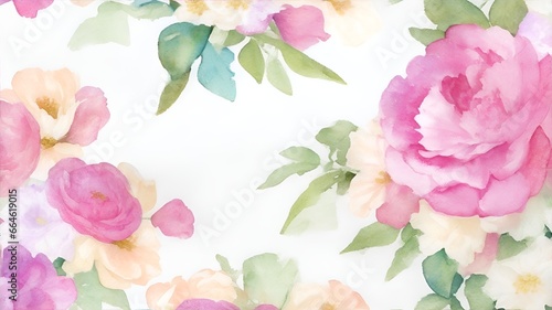 watercolor seamless pattern with pink flowers © Mariana