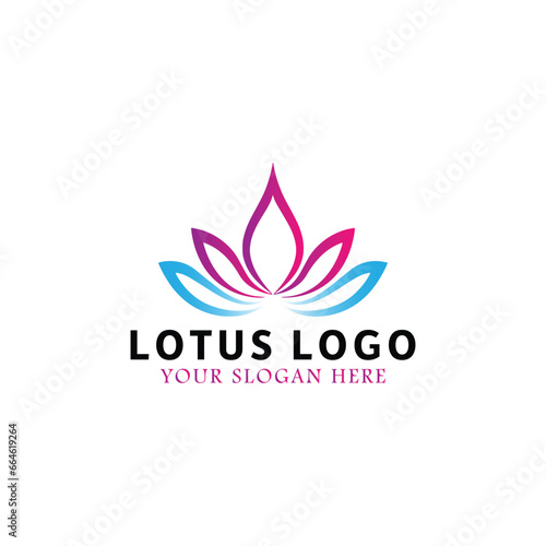 lotus health wellness yoga logo design vector