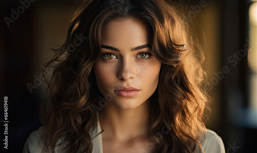 Mesmerizing Femininity: Sensual Close-Up Portrait of a Young Woman, Expressive and Graceful. Generative AI