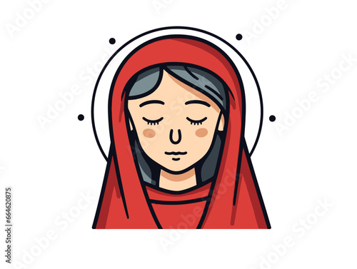 Doodle Icon of Mary Magdalene, cartoon sticker, sketch, vector, Illustration, minimalistic