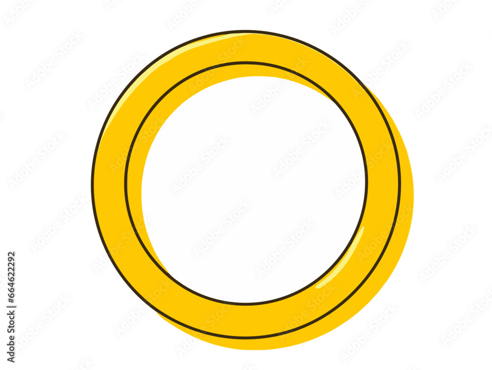 Doodle Yellow ring, cartoon sticker, sketch, vector, Illustration, minimalistic Doodle Yellow ring, cartoon sticker, sketch, vector, Illustration, minimalistic