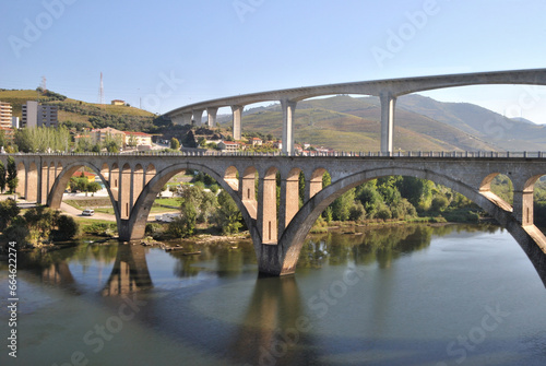 D'ouro river valley, demarcated region of Port wine culture, bridges in the city of Peso da Régua © ajcsm