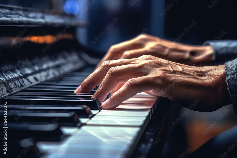 Obraz premium Close-Up of Person Playing Piano