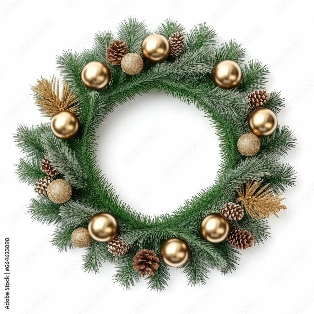 Christmas wreath on an isolated white background
