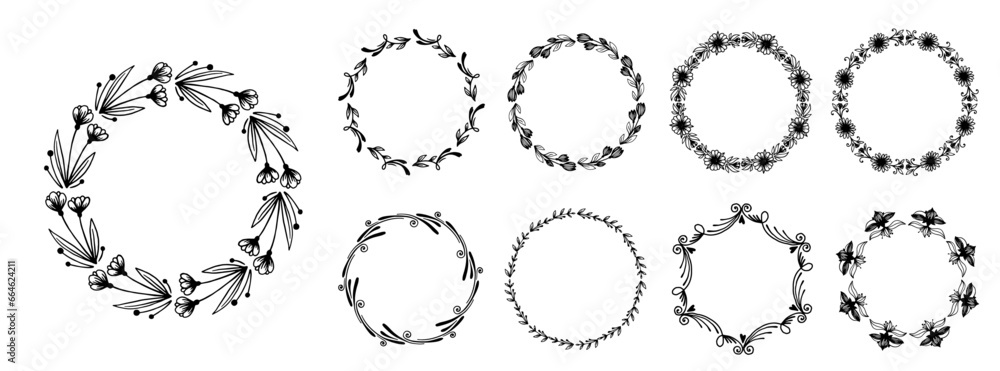 Obraz premium Set of frames with botanical elements.Vector graphics.