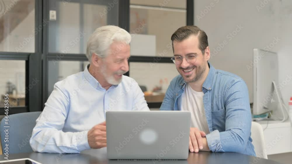Business People Doing VIdeo Chat on Laptop at Work Business People Doing VIdeo Chat on Laptop at Work