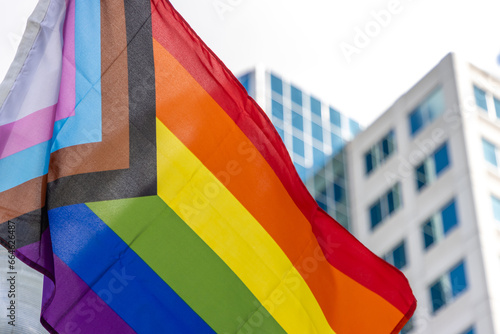 Pride flag outside corporate office