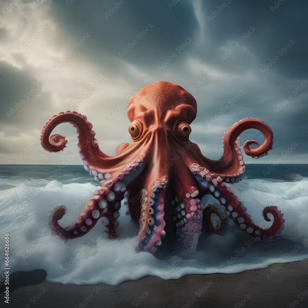 A superhero octopus with multiple arms, defending the ocean from villains3 A superhero octopus with multiple arms, defending the ocean from villains3