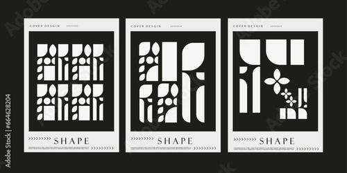 set geometric vector element poster template