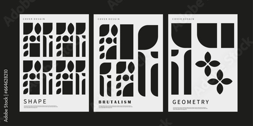 geometric vector element poster template brutalism design 