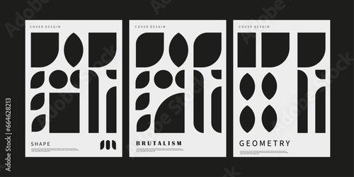 geometric shape  poster template in brutalism design 