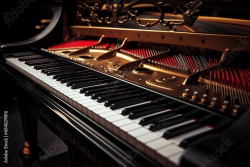 Melodious Closeup old piano. Old key music. Generate Ai © juliars