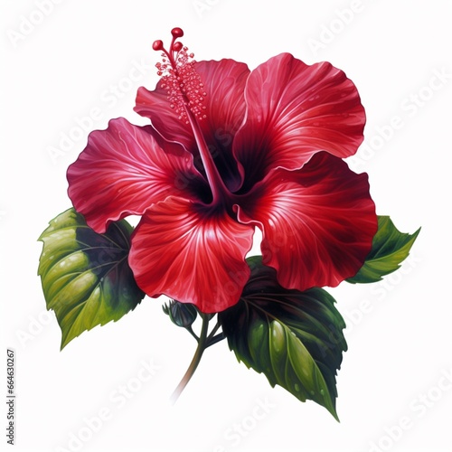 Tropical red hibiscus rose flower pictures white background photo