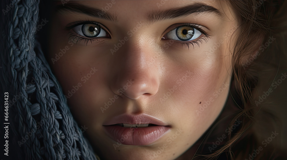 Captivating Portrait of a Thoughtful Nordic Woman - Fine Art Cinematic Photography. Generative AI Captivating Portrait of a Thoughtful Nordic Woman - Fine Art Cinematic Photography. Generative AI