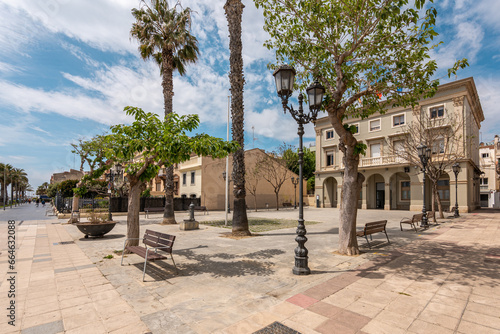 Ancient town hall building and square in Vilassar de Mar photo