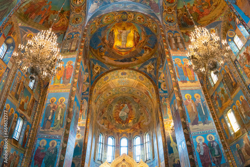 Interior of the Cathedral of the Savior on Spilled Blood in St. Petersburg photo