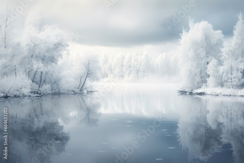 "Embracing the Quiet: Minimal Winter Panorama" Ai generated. © Metodi