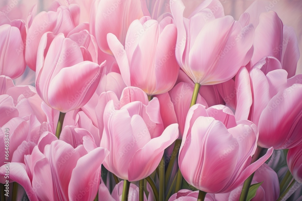 Charming Pink tulips. Spring flower love. Generate Ai