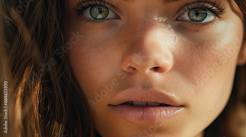 Captivating Cinematic Close-up of a Thoughtful Young European Woman with Intense Expressive Features and Intriguing Questioning Expression - Artistic Film-like Portrait. Generative AI