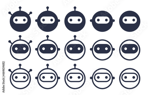 Robot chatbot head set. Vector flat and line style.