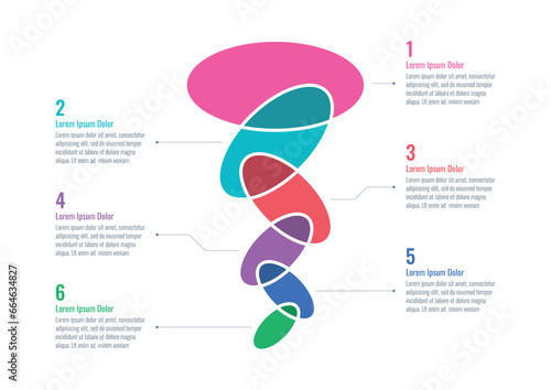 six options business infographic template. colored ellipses informational template. internet, annual report, web infographic template. business briefing template