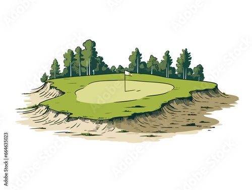 Doodle Golf bunker, cartoon sticker, sketch, vector, Illustration, minimalistic