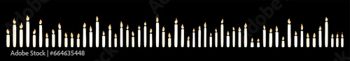 Set of vector burning candles. 