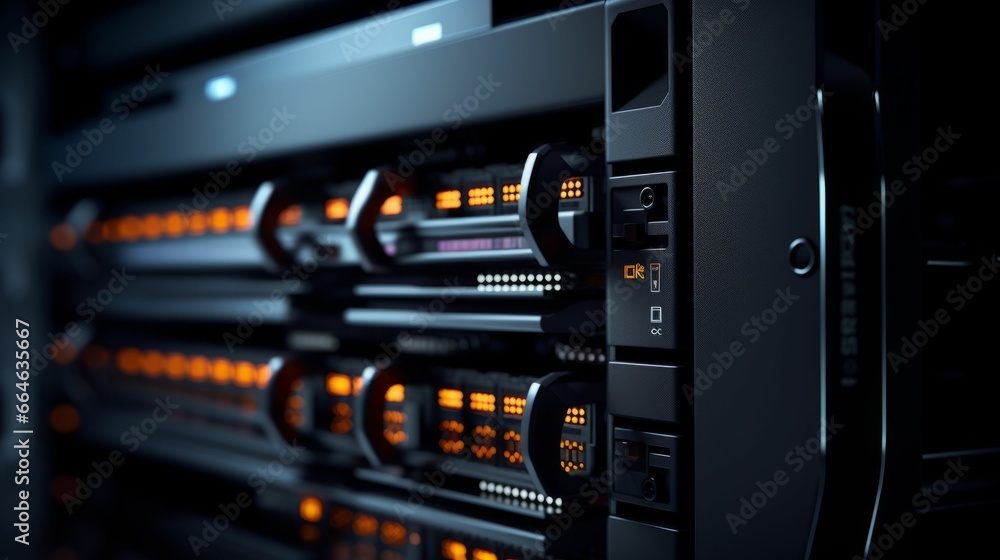 AI generated illustration of a high-tech server rack in a data center ...